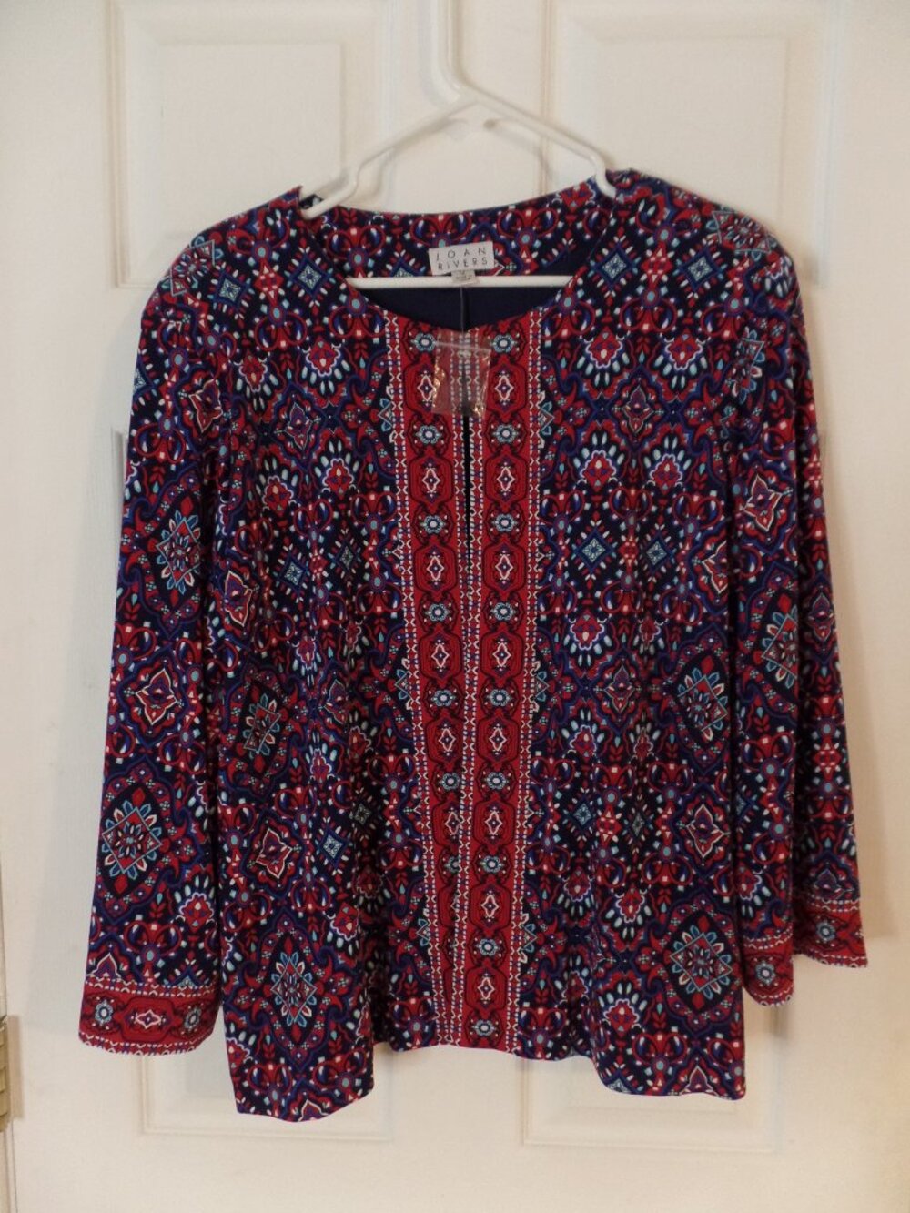 NWT Joan Rivers XL 18 20 Patriotic Americana Moroccan Spice Knit Jacket